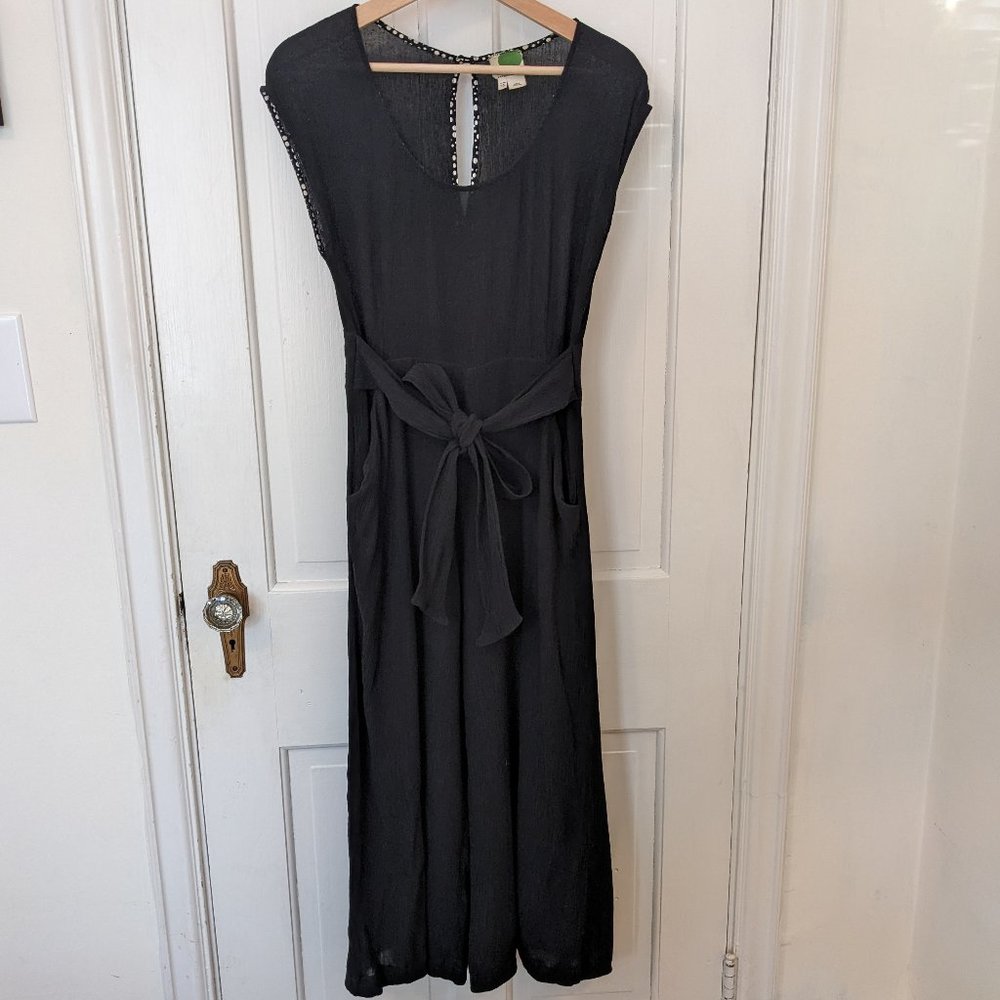 Anthropologie Abbey Crepe Cropped Wide Leg Jumpsuit